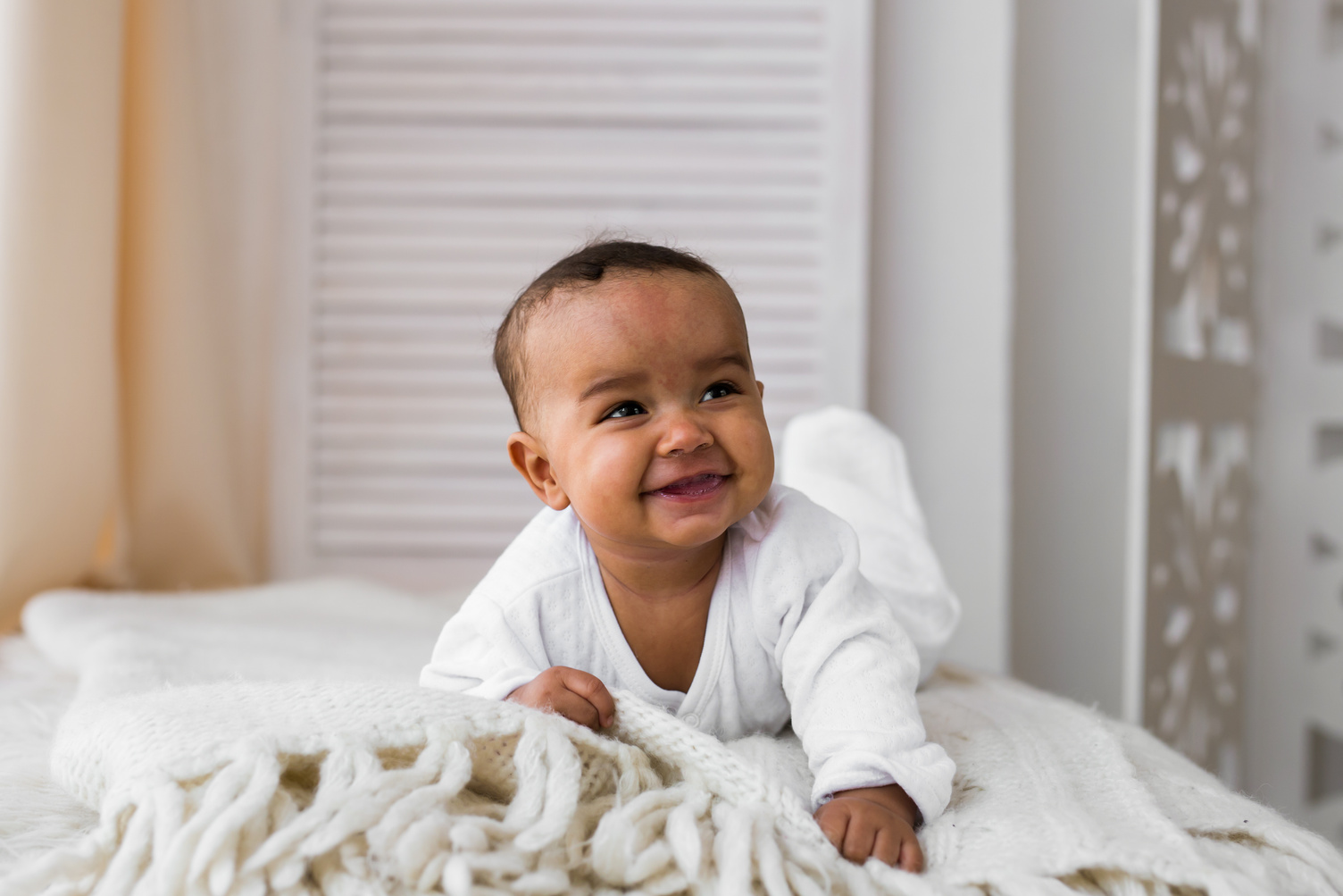 Adorable Little African American Baby Boy Laughing - Black People